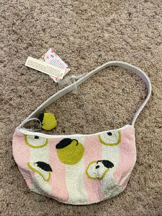 T.J.Maxx Handbags - Pink & White Stripe Beaded Purse